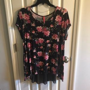 2XL Rose Blouse with Sheer Back